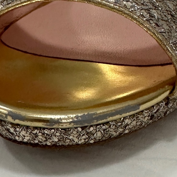 Kate Spade Silver/Gold Glitter Peep-Toe Platform Sandals Size 6.5 - Picture 3 of 14